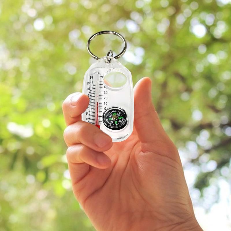 Compass Keychain Mini - Mini Keychain multifunction Camping Compass Thermometer