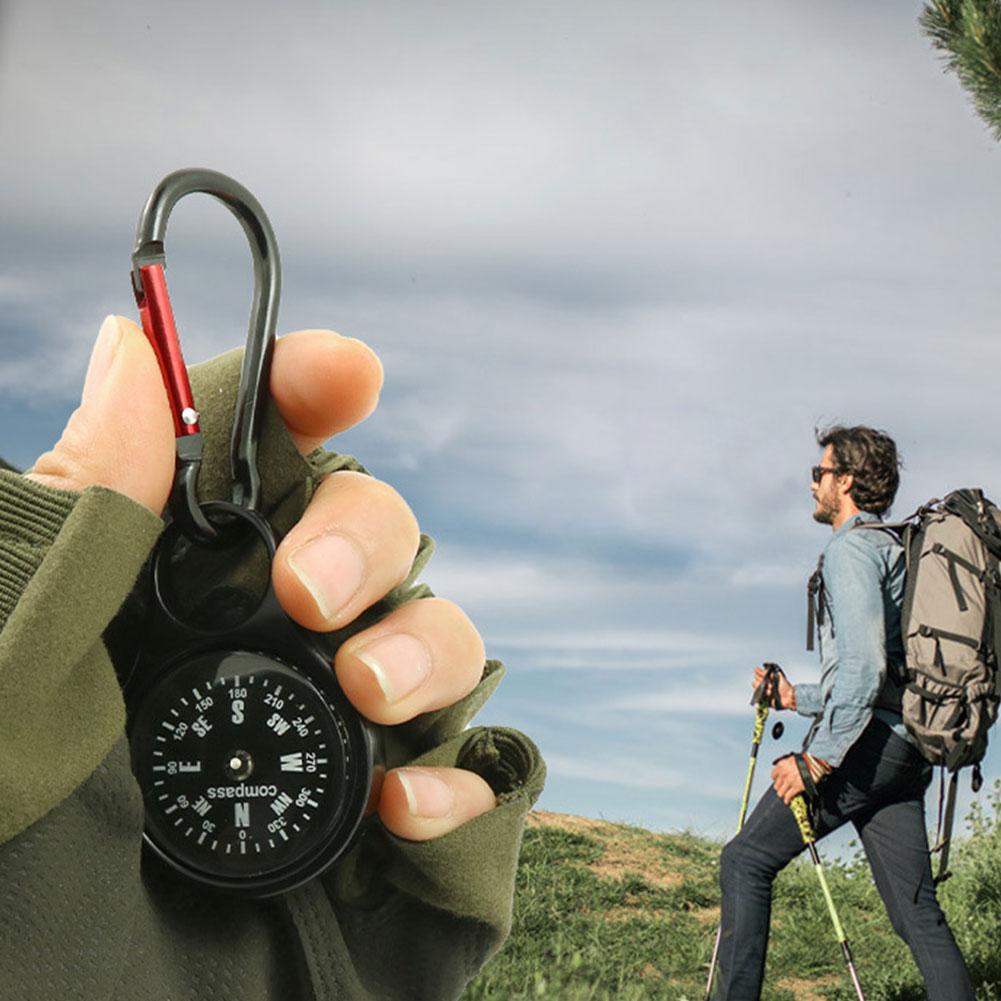 Compass Keychain Mini - Mini Survival Compass with Carabiner Portable